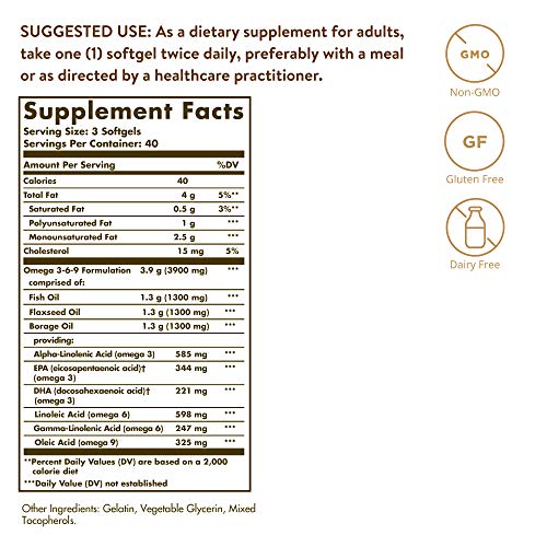 Solgar Omega 3-6-9 Cápsulas blandas - Envase de 120 Solgar Omega 3-6-9 Cápsulas blandas - Envase de 120