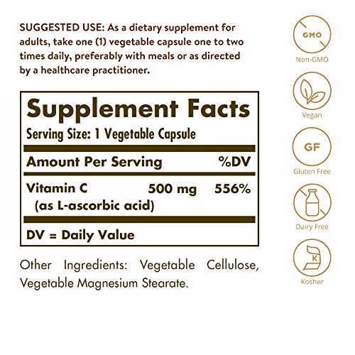 Solgar Vitamina C 500 mg Cápsulas vegetales - Envase de 100