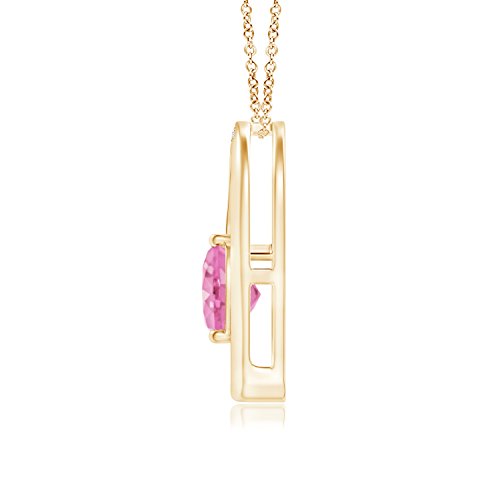 Solitaire - Collar con colgante de corazón inclinado de zafiro rosa para mujer con diamantes de imitación (6 mm, zafiro rosa) Solitaire - Collar con colgante de corazón inclinado de zafiro rosa para mujer con diamantes de imitación (6 mm, zafiro rosa)
