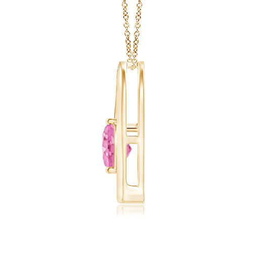 Solitaire - Collar con colgante de corazón inclinado de zafiro rosa para mujer con diamantes de imitación (6 mm, zafiro rosa)