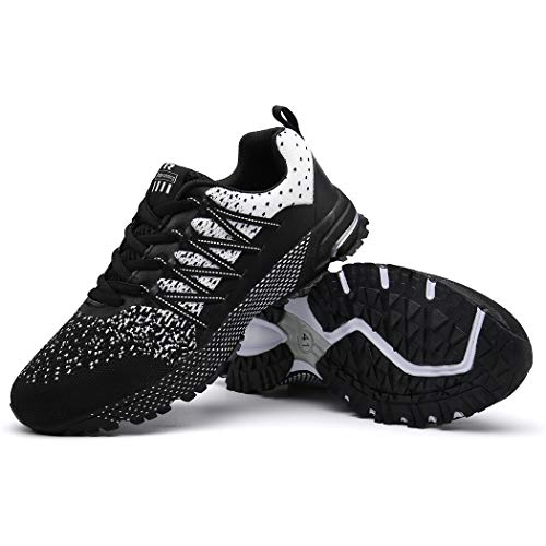 SOLLOMENSI Zapatillas de Deporte Hombres Running Zapatos para Correr Gimnasio Sneakers Deportivas Padel Transpirables Casual Montaña 40 EU A Negro