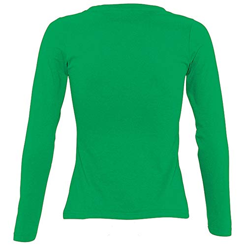 SOLS - Camiseta de Manga Larga Modelo Majestic para Mujer (Pequeña (S)) (Verde césped)