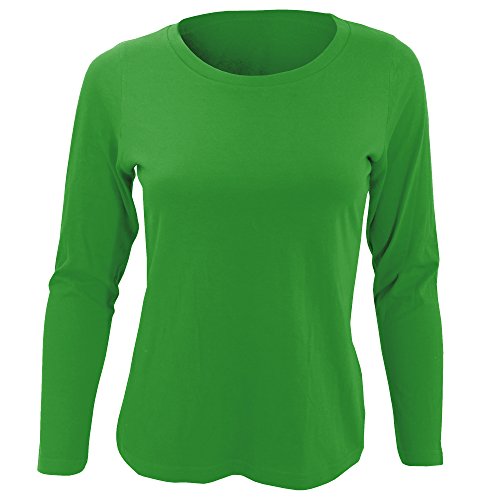 SOLS - Camiseta de Manga Larga Modelo Majestic para Mujer (Pequeña (S)) (Verde césped)