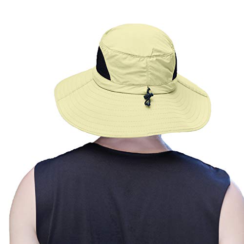 Sombrero de Sol Al Aire Libre - 50UV Protección Solar De Ancho Borde Sombrero de Nylon - Secado Rápido Sombrero de Verano para la Pesca de Senderismo Cámping Paseo en Barco (Caqui)