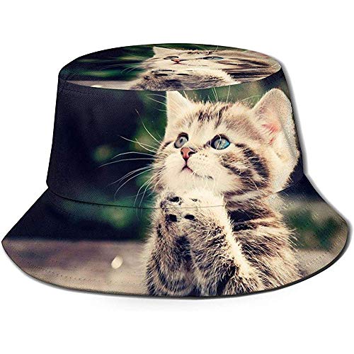 Sombrero del Cubo Ore Gatito Lindo Animal Gato Pesca Sombreros para el Sol Protección Transpirable para Pescadores Sombreros para Pesca Playa Senderismo Camping Jardinería Canotaje