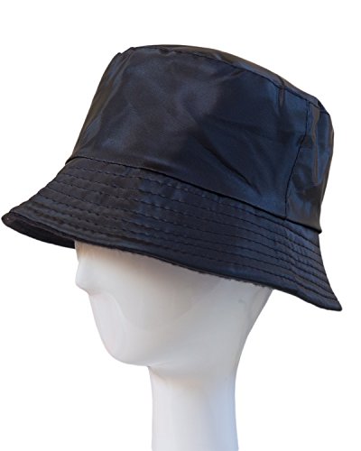 Sombrero Impermeable Mate para la Lluvia, Gorro con Interior de Forro Polar (Negro)