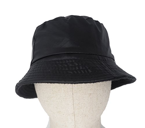 Sombrero Impermeable Mate para la Lluvia, Gorro con Interior de Forro Polar (Negro)