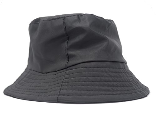 Sombrero Impermeable Mate para la Lluvia, Gorro con Interior de Forro Polar (Negro)