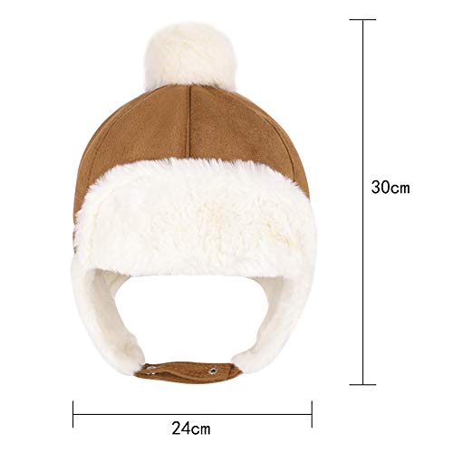 Sombrero unisex para niño, gorro ruso deportivo, esquí, snowboard, equitación, pasamontañas de piel sintética, sombrero, sombrero de piel sintética beige 56 cm