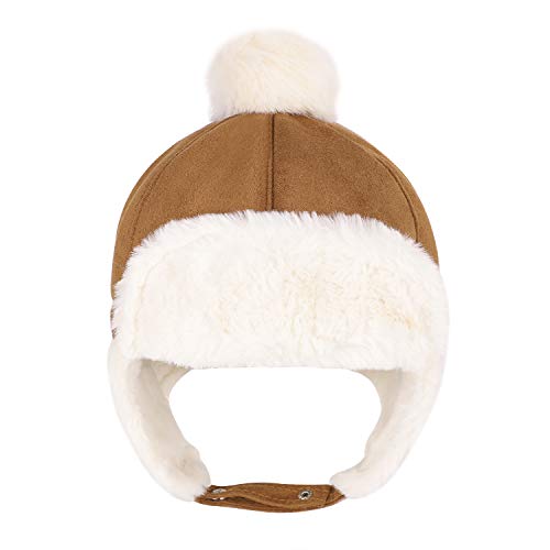 Sombrero unisex para niño, gorro ruso deportivo, esquí, snowboard, equitación, pasamontañas de piel sintética, sombrero, sombrero de piel sintética beige 56 cm Sombrero unisex para niño, gorro ruso deportivo, esquí, snowboard, equitación, pasamontañas de piel sintética, sombrero, sombrero de piel sintética beige 56 cm