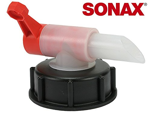 SONAX 04973000 - Grifo de plástico para depósito de 10 litros, bidón de 25 litros y barriles de 60 litros (1 Unidad) para una extracción Limpia, Segura y económica.