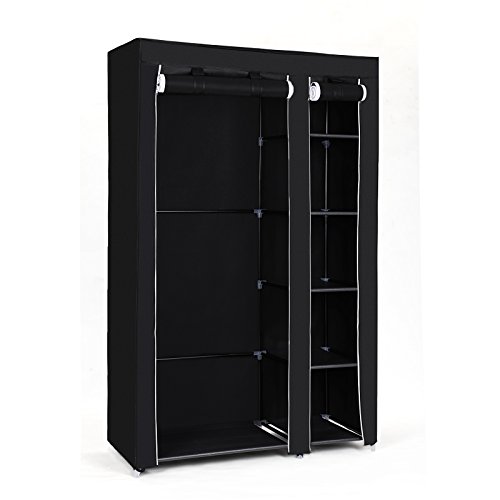 SONGMICS Armario de Tela, Organizador Textil Plegable, Zapatero, 175 x 110 x 45 cm, Color Negro LSF007 SONGMICS Armario de Tela, Organizador Textil Plegable, Zapatero, 175 x 110 x 45 cm, Color Negro LSF007