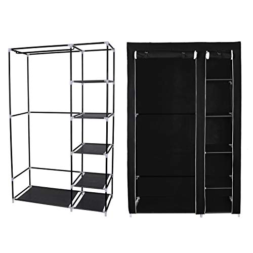 SONGMICS Armario de Tela, Organizador Textil Plegable, Zapatero, 175 x 110 x 45 cm, Color Negro LSF007 SONGMICS Armario de Tela, Organizador Textil Plegable, Zapatero, 175 x 110 x 45 cm, Color Negro LSF007
