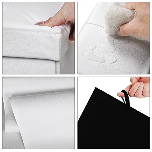 Songmics Baúl Puff - Taburete para almacenaje, Plegable Carga máxima de 300 kg, Blanco, 110 x 38 x 38 cm