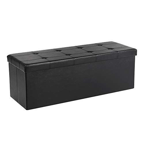 Songmics Baúl Puff - Taburete para almacenaje, Plegable Carga máxima de 300 kg, Negro, 110 x 38 x 38 cm Songmics Baúl Puff - Taburete para almacenaje, Plegable Carga máxima de 300 kg, Negro, 110 x 38 x 38 cm