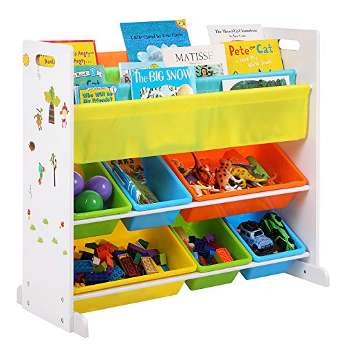 SONGMICS Estantería Infantil para Juguetes y Libros, Librería de 3 Niveles con 6 Cajones, 86 x 27 x 78 cm GKR03W