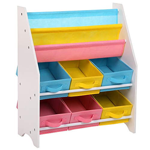 SONGMICS Estantería para Juguetes Organizador de Juguetes Estantería Infantil con Cajas de Colores Cajas de Tela no Tejida para Guardar Libros y Juguetes 63 x 74 x 26,5 cm GKR36WT SONGMICS Estantería para Juguetes Organizador de Juguetes Estantería Infantil con Cajas de Colores Cajas de Tela no Tejida para Guardar Libros y Juguetes 63 x 74 x 26,5 cm GKR36WT
