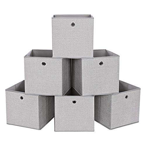 SONGMICS Juego de 6 Cajas de Almacenamiento, Cubos de Almacenaje Plegables, Tela no Tejida, Organizador de Ropa, Juguetes, Gris Claro RYFB06W SONGMICS Juego de 6 Cajas de Almacenamiento, Cubos de Almacenaje Plegables, Tela no Tejida, Organizador de Ropa, Juguetes, Gris Claro RYFB06W