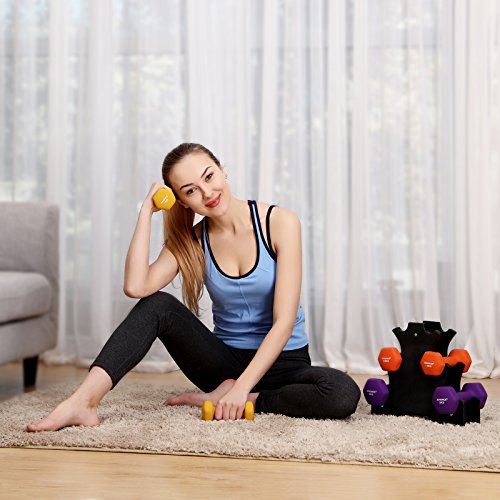 SONGMICS Juego de 6 Mancuernas, 3 Pares de 1 kg, 1,5 kg y 2 kg, con Soporte, Varios Pesos y Colores para Gimnasio y Entrenamiento en Casa, Resistentes al Sudor y a la Humedad, Mate SYL69BK SONGMICS Juego de 6 Mancuernas, 3 Pares de 1 kg, 1,5 kg y 2 kg, con Soporte, Varios Pesos y Colores para Gimnasio y Entrenamiento en Casa, Resistentes al Sudor y a la Humedad, Mate SYL69BK