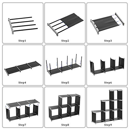 SONGMICS Librería de 6 Cubos, Estantería de Escalera de Tela, Armario de Almacenamiento, Montaje Bricolaje, para Salón, Dormitorio, Estudio, para Juguetes y Libros, Separador, Negro LSN63H SONGMICS Librería de 6 Cubos, Estantería de Escalera de Tela, Armario de Almacenamiento, Montaje Bricolaje, para Salón, Dormitorio, Estudio, para Juguetes y Libros, Separador, Negro LSN63H