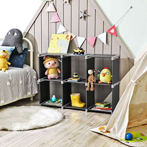 SONGMICS Librería de 6 Cubos, Estantería de Escalera de Tela, Armario de Almacenamiento, Montaje Bricolaje, para Salón, Dormitorio, Estudio, para Juguetes y Libros, Separador, Negro LSN63H SONGMICS Librería de 6 Cubos, Estantería de Escalera de Tela, Armario de Almacenamiento, Montaje Bricolaje, para Salón, Dormitorio, Estudio, para Juguetes y Libros, Separador, Negro LSN63H