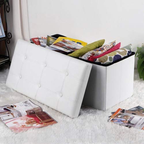 Songmics LSF106 Baúl Puff - Taburete para Almacenaje Plegable Carga máxima de 300 kg Blanco, 76 x 38 x 38 cm Songmics LSF106 Baúl Puff - Taburete para Almacenaje Plegable Carga máxima de 300 kg Blanco, 76 x 38 x 38 cm