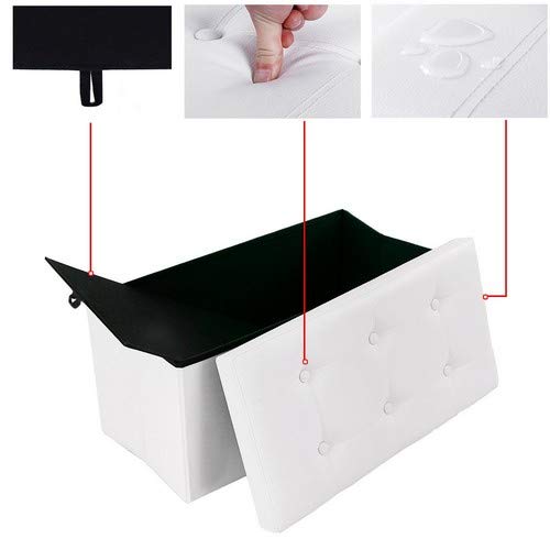 Songmics LSF106 Baúl Puff - Taburete para Almacenaje Plegable Carga máxima de 300 kg Blanco, 76 x 38 x 38 cm Songmics LSF106 Baúl Puff - Taburete para Almacenaje Plegable Carga máxima de 300 kg Blanco, 76 x 38 x 38 cm