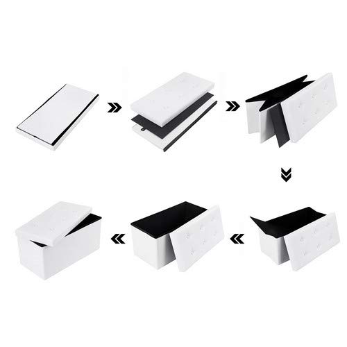 Songmics LSF106 Baúl Puff - Taburete para Almacenaje Plegable Carga máxima de 300 kg Blanco, 76 x 38 x 38 cm Songmics LSF106 Baúl Puff - Taburete para Almacenaje Plegable Carga máxima de 300 kg Blanco, 76 x 38 x 38 cm