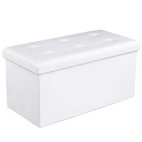 Songmics LSF106 Baúl Puff - Taburete para Almacenaje Plegable Carga máxima de 300 kg Blanco, 76 x 38 x 38 cm Songmics LSF106 Baúl Puff - Taburete para Almacenaje Plegable Carga máxima de 300 kg Blanco, 76 x 38 x 38 cm