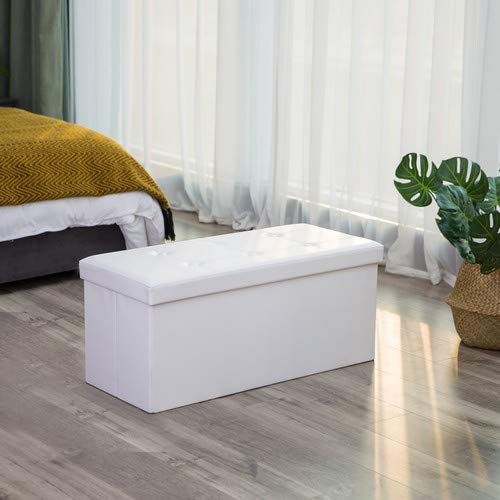 Songmics LSF106 Baúl Puff - Taburete para Almacenaje Plegable Carga máxima de 300 kg Blanco, 76 x 38 x 38 cm Songmics LSF106 Baúl Puff - Taburete para Almacenaje Plegable Carga máxima de 300 kg Blanco, 76 x 38 x 38 cm