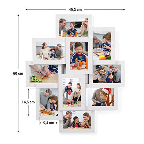 SONGMICS Marco de Fotos Collage para 10 Fotos de 10 x 15 cm, Hecho de Tableros MDF, Montaje en Pared, para Galería de Fotos, Requiere Ensamblaje, Blanco RPF20WT SONGMICS Marco de Fotos Collage para 10 Fotos de 10 x 15 cm, Hecho de Tableros MDF, Montaje en Pared, para Galería de Fotos, Requiere Ensamblaje, Blanco RPF20WT