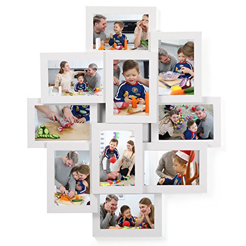 SONGMICS Marco de Fotos Collage para 10 Fotos de 10 x 15 cm, Hecho de Tableros MDF, Montaje en Pared, para Galería de Fotos, Requiere Ensamblaje, Blanco RPF20WT SONGMICS Marco de Fotos Collage para 10 Fotos de 10 x 15 cm, Hecho de Tableros MDF, Montaje en Pared, para Galería de Fotos, Requiere Ensamblaje, Blanco RPF20WT