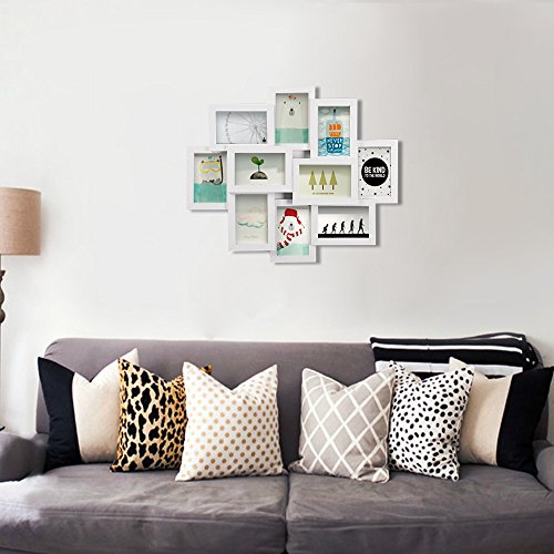 SONGMICS Marco de Fotos Collage para 10 Fotos de 10 x 15 cm, Hecho de Tableros MDF, Montaje en Pared, para Galería de Fotos, Requiere Ensamblaje, Blanco RPF20WT SONGMICS Marco de Fotos Collage para 10 Fotos de 10 x 15 cm, Hecho de Tableros MDF, Montaje en Pared, para Galería de Fotos, Requiere Ensamblaje, Blanco RPF20WT