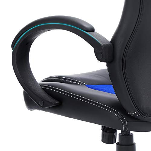 SONGMICS OBG56L Racing - Silla de Escritorio de Oficina Ergonómica Regulable con Ruedas, color Azul