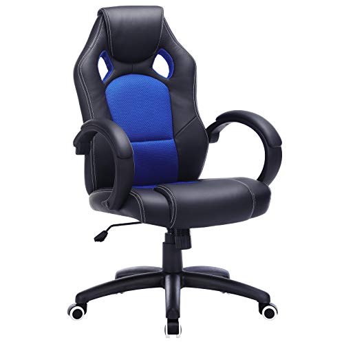 SONGMICS OBG56L Racing - Silla de Escritorio de Oficina Ergonómica Regulable con Ruedas, color Azul SONGMICS OBG56L Racing - Silla de Escritorio de Oficina Ergonómica Regulable con Ruedas, color Azul