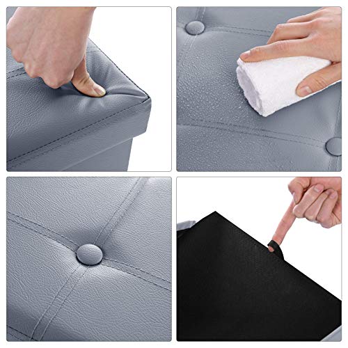 SONGMICS Otomana de Almacenamiento, Banco Acolchado, Taburete para Extremo de Cama y Asiento Plegable, Capacidad de 120 litros, Capacidad para hasta 300Kg, Gris LSF70GY SONGMICS Otomana de Almacenamiento, Banco Acolchado, Taburete para Extremo de Cama y Asiento Plegable, Capacidad de 120 litros, Capacidad para hasta 300Kg, Gris LSF70GY