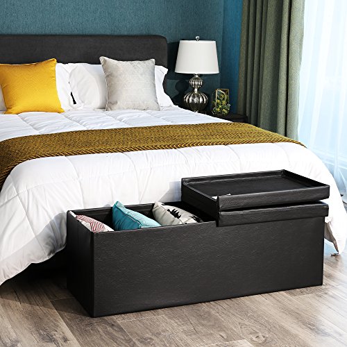 SONGMICS Puff Baúl Plegable, Taburete de Almacenamiento, Asiento para Calzarse, Capacidad de 120 L, Carga Máxima de 300 kg, Negro, 110 x 38 x 38 cm LSF75BK SONGMICS Puff Baúl Plegable, Taburete de Almacenamiento, Asiento para Calzarse, Capacidad de 120 L, Carga Máxima de 300 kg, Negro, 110 x 38 x 38 cm LSF75BK