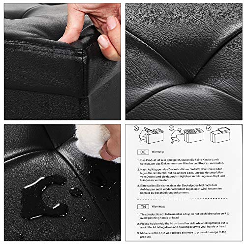 SONGMICS Puff Baúl Plegable, Taburete de Almacenamiento, Asiento para Calzarse, Capacidad de 120 L, Carga Máxima de 300 kg, Negro, 110 x 38 x 38 cm LSF75BK SONGMICS Puff Baúl Plegable, Taburete de Almacenamiento, Asiento para Calzarse, Capacidad de 120 L, Carga Máxima de 300 kg, Negro, 110 x 38 x 38 cm LSF75BK