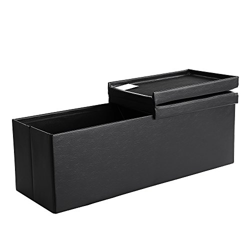 SONGMICS Puff Baúl Plegable, Taburete de Almacenamiento, Asiento para Calzarse, Capacidad de 120 L, Carga Máxima de 300 kg, Negro, 110 x 38 x 38 cm LSF75BK SONGMICS Puff Baúl Plegable, Taburete de Almacenamiento, Asiento para Calzarse, Capacidad de 120 L, Carga Máxima de 300 kg, Negro, 110 x 38 x 38 cm LSF75BK