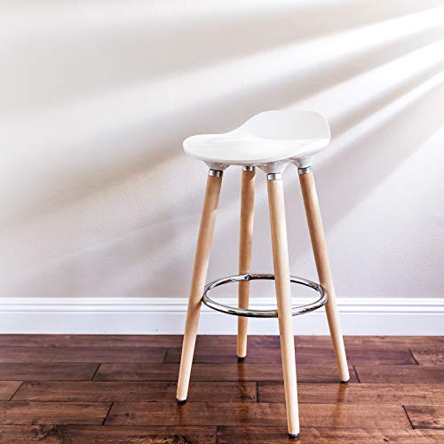 SONGMICS Set de 2 Taburetes de Bar con Patas de Madera de Haya Asiento de Plástico ABS Altura de 73 cm para Bar Cocina Comedor Bistro LJB20W SONGMICS Set de 2 Taburetes de Bar con Patas de Madera de Haya Asiento de Plástico ABS Altura de 73 cm para Bar Cocina Comedor Bistro LJB20W