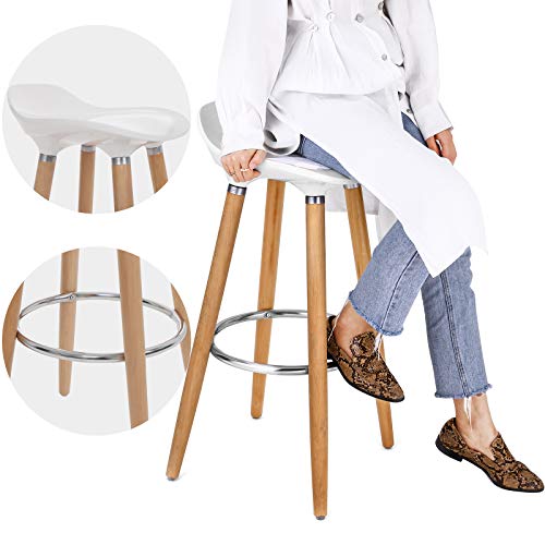 SONGMICS Set de 2 Taburetes de Bar con Patas de Madera de Haya Asiento de Plástico ABS Altura de 73 cm para Bar Cocina Comedor Bistro LJB20W SONGMICS Set de 2 Taburetes de Bar con Patas de Madera de Haya Asiento de Plástico ABS Altura de 73 cm para Bar Cocina Comedor Bistro LJB20W