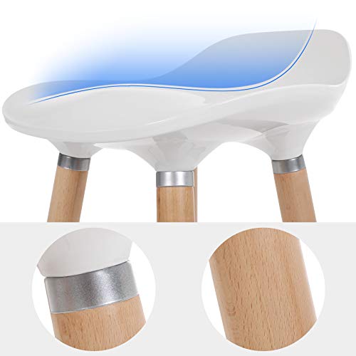 SONGMICS Set de 2 Taburetes de Bar con Patas de Madera de Haya Asiento de Plástico ABS Altura de 73 cm para Bar Cocina Comedor Bistro LJB20W