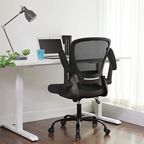 SONGMICS Silla de Oficina con Reposabrazos Abatible, Silla de Escritorio Giratorio 360°, Apoyo Lumbar Ajustable, Ahorro de Espacio, Negro OBN37BK SONGMICS Silla de Oficina con Reposabrazos Abatible, Silla de Escritorio Giratorio 360°, Apoyo Lumbar Ajustable, Ahorro de Espacio, Negro OBN37BK