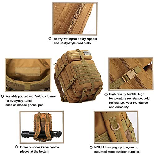 Songwin Mochila táctica Macuto de montañismo Militar,Impermeable y multifunción ejército Bolsa de Viaje,Mochila de Asalto para Excursionismo,Montañismo,Ciclismo,Trekking 43L. (Caqui) Songwin Mochila táctica Macuto de montañismo Militar,Impermeable y multifunción ejército Bolsa de Viaje,Mochila de Asalto para Excursionismo,Montañismo,Ciclismo,Trekking 43L. (Caqui)