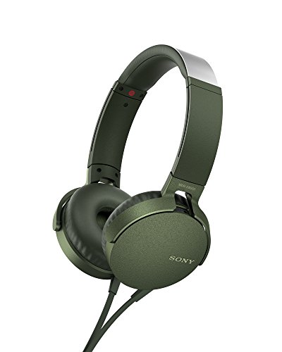 Sony MDR-XB550APG Auriculares de Diadema Extra Bass (Micrófono Integrado Compatible con Smartphones, Diadema Metálica Adaptable), Color Verde, Talla Única