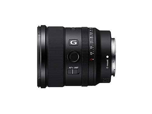 Sony SEL20F18G - Objetivo Gran Angular (G Lens, 20 mm F1.8, Full Frame, para Video y Paisaje, Montura E, Dos Elementos AA - Advanced Aspherical y 3 Elementos Ed - Extra Low Dispersion), Negro