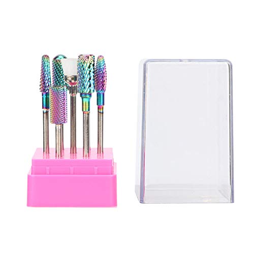 SOONHUA Brocas para Uñas 7 Piezas Juego de Brocas para Uñas Brocas para Lima de Uñas Herramientas para Arte de Uñas Brocas para Manicura Y Pedicura de Acero de Tungsteno