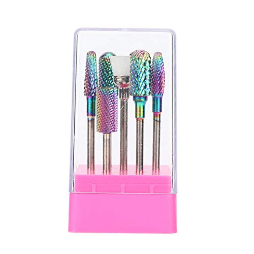 SOONHUA Brocas para Uñas 7 Piezas Juego de Brocas para Uñas Brocas para Lima de Uñas Herramientas para Arte de Uñas Brocas para Manicura Y Pedicura de Acero de Tungsteno