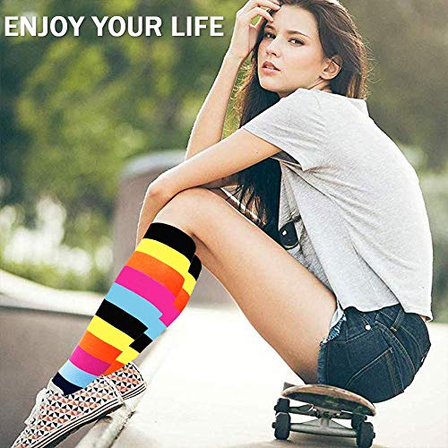 Sooverki Calcetines de compresión para Mujeres y Hombres 20-25 mmHg es el Mejor Graduado atlético, Correr, Volar, Viajar, Enfermeras 03-Multicolor-6 Pares S/M