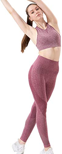 Sooverki Trajes de dos piezas para mujeres - Sujetadores deportivos de talle alto Leggings ropa de entrenamiento para yoga gimnasio A5-rojo Marrón M